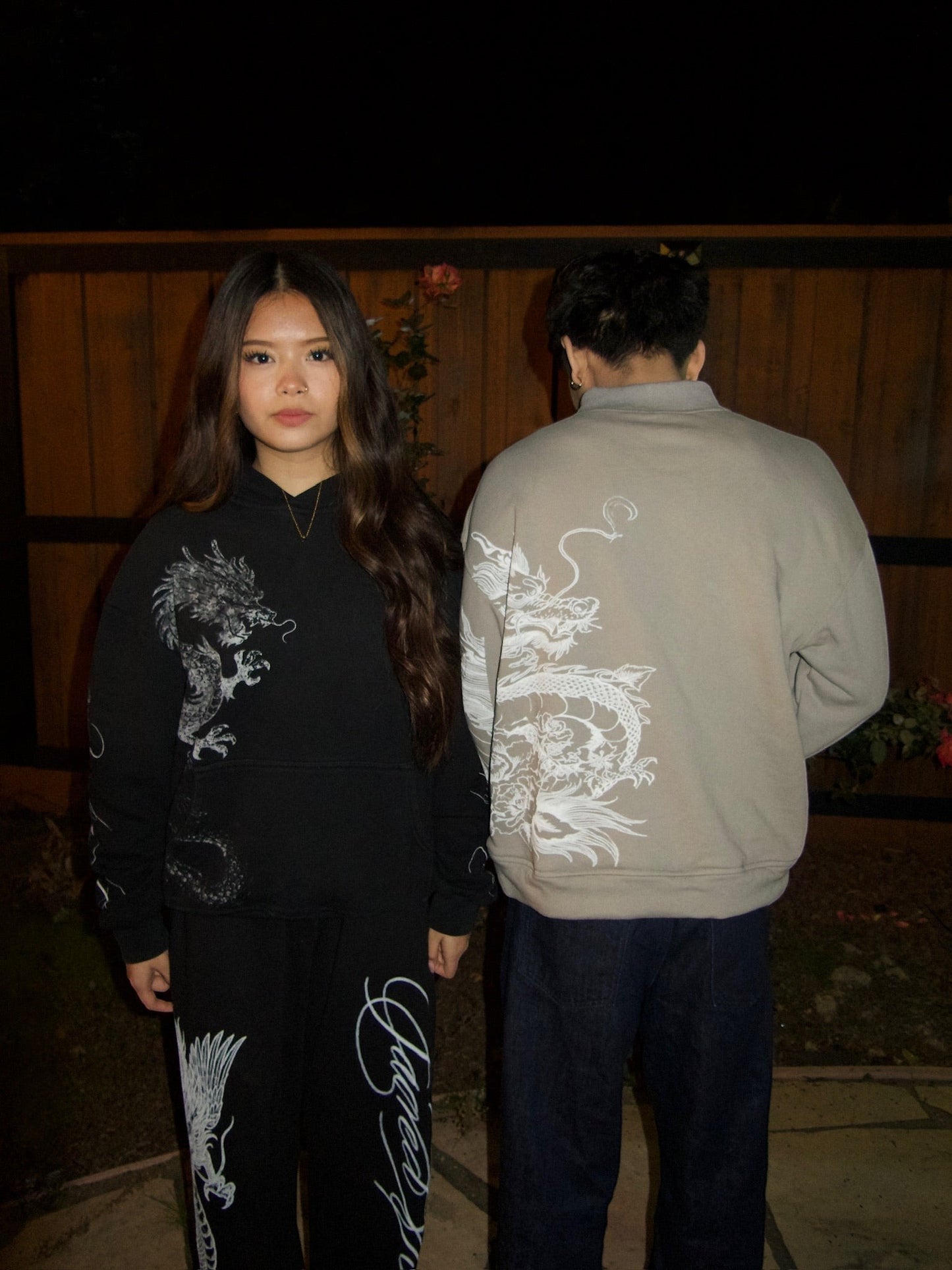 DRAGON LOTUS GREY QUARTER-ZIP