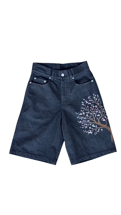 MIDNIGHT BLOSSOM JORTS