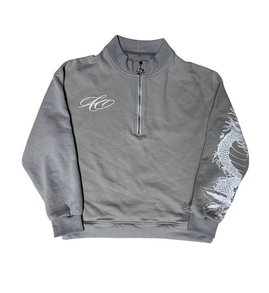 DRAGON LOTUS GREY QUARTER-ZIP